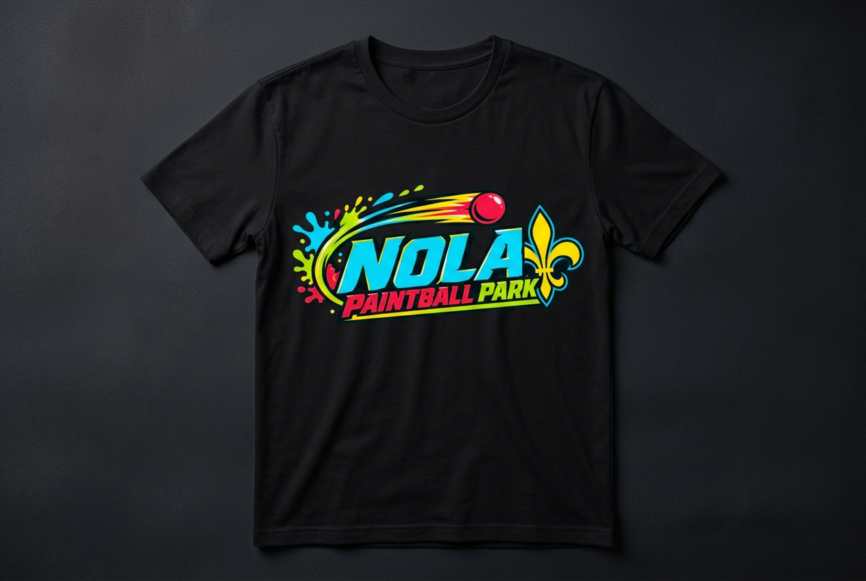 Black NOLA Paintball Park logo shirt